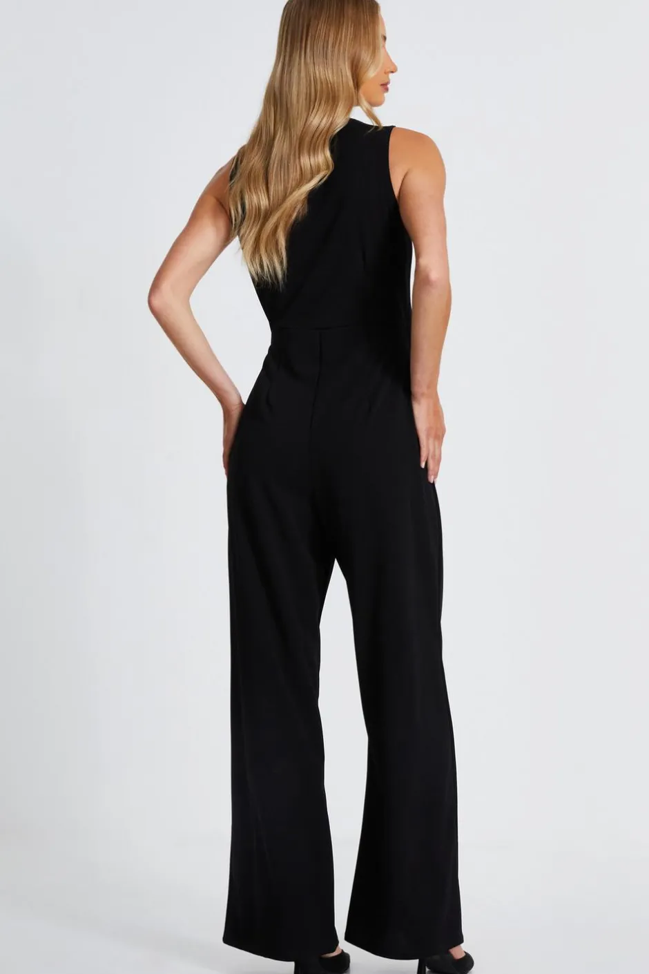 Quiz Waistcoat Jumpsuit Black Best
