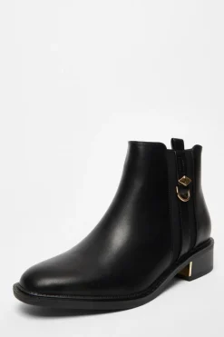Quiz Black Wide Fit Flat Ankle Boot