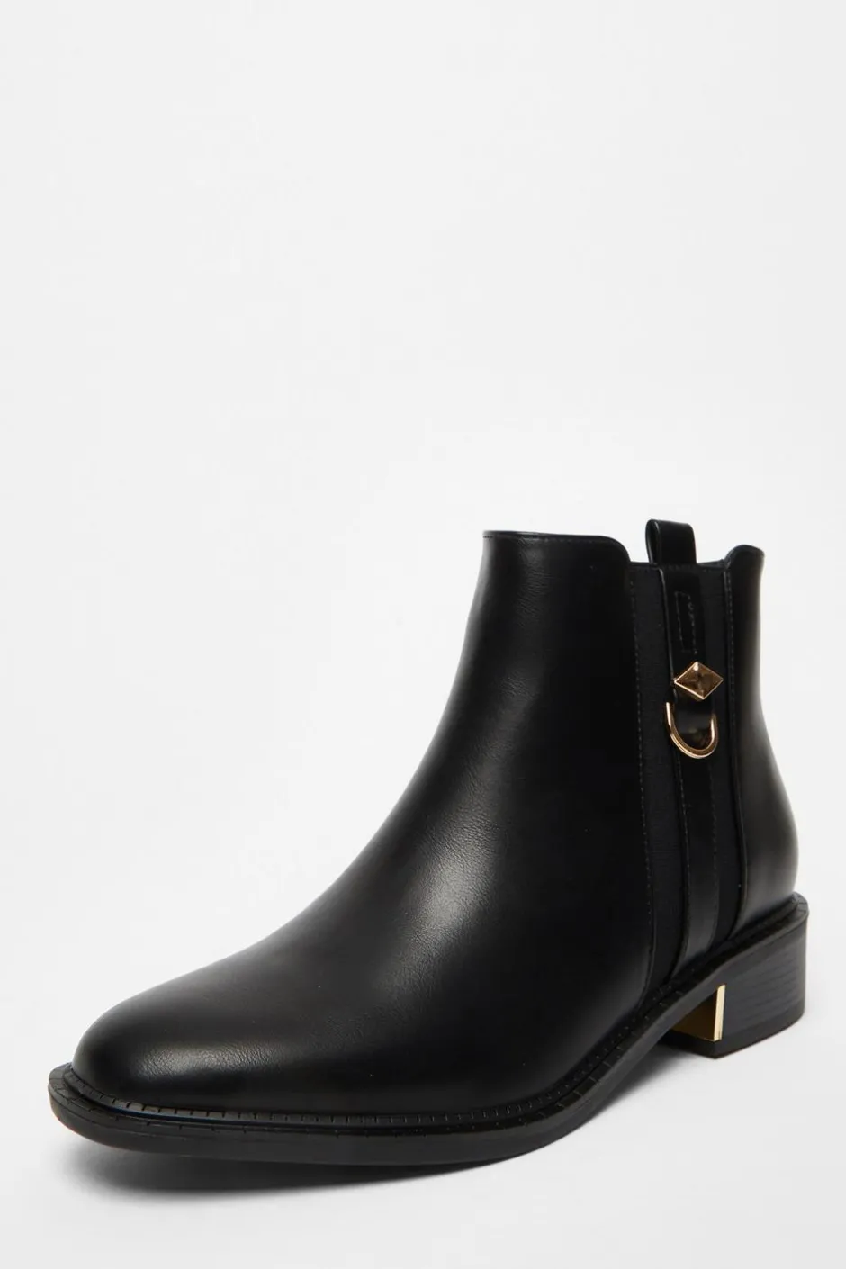 Quiz Black Wide Fit Flat Ankle Boot