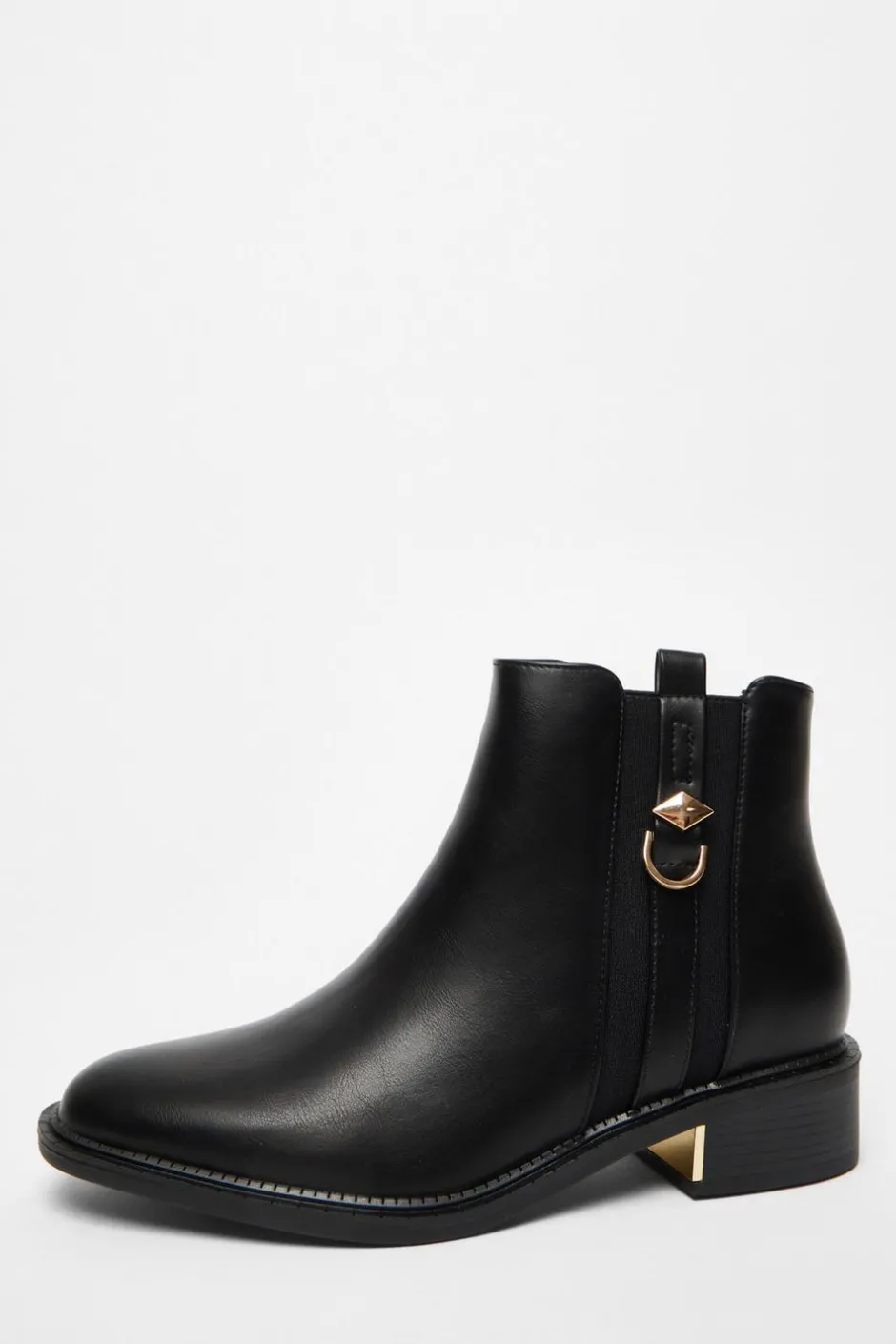 Quiz Black Wide Fit Flat Ankle Boot