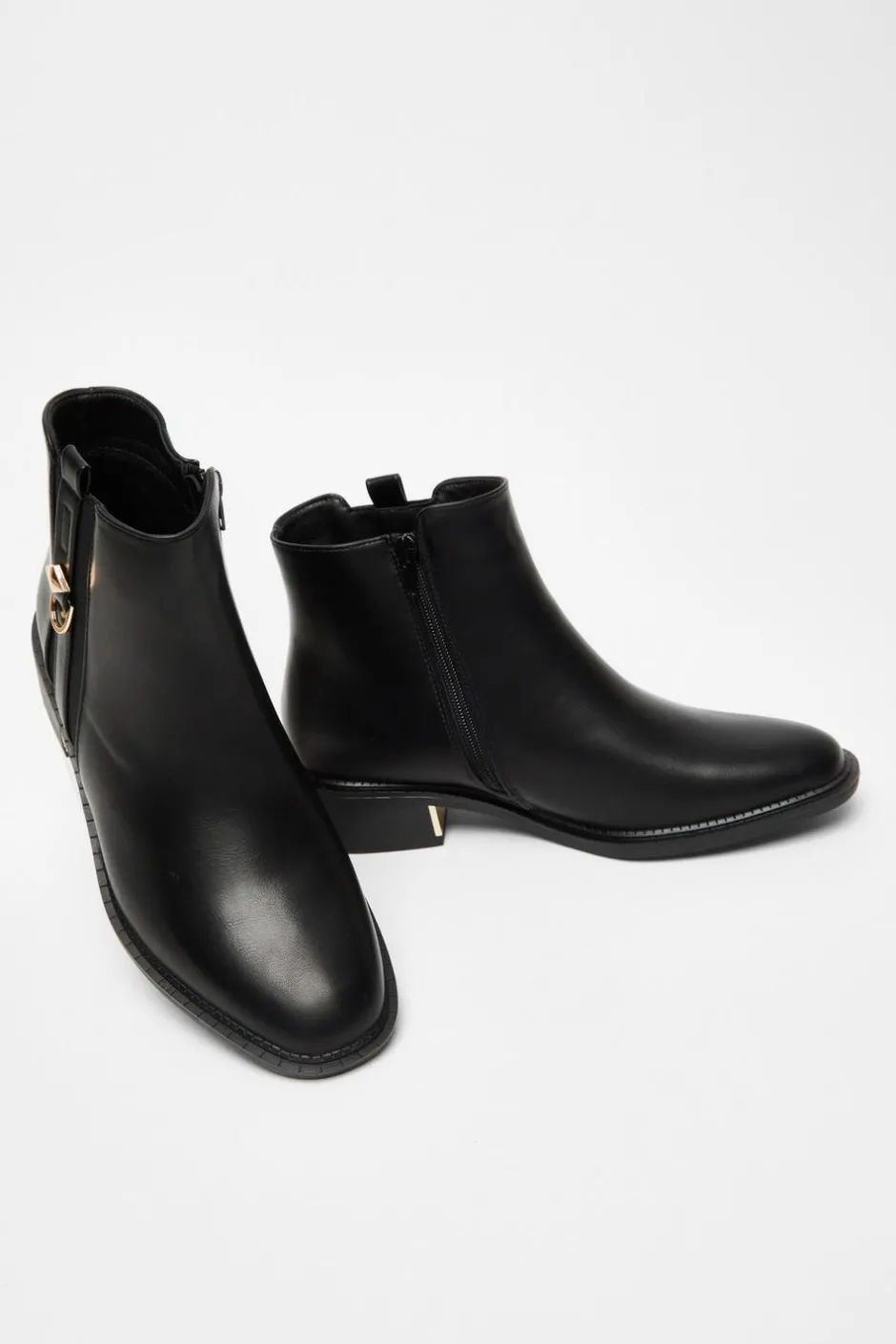 Quiz Black Wide Fit Flat Ankle Boot