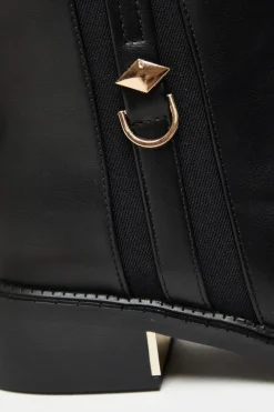 Quiz Black Wide Fit Flat Ankle Boot