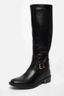 Quiz Black Wide Fit High Knee Boots Clearance