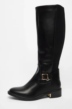 Quiz Black Wide Fit High Knee Boots Clearance