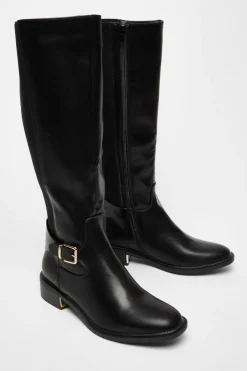 Quiz Black Wide Fit High Knee Boots Clearance