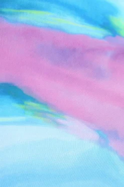 Quiz Blue Abstract Print Mesh Top Discount