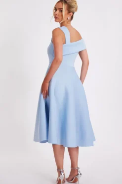 Quiz Asymmetric Midi Dress Blue Hot