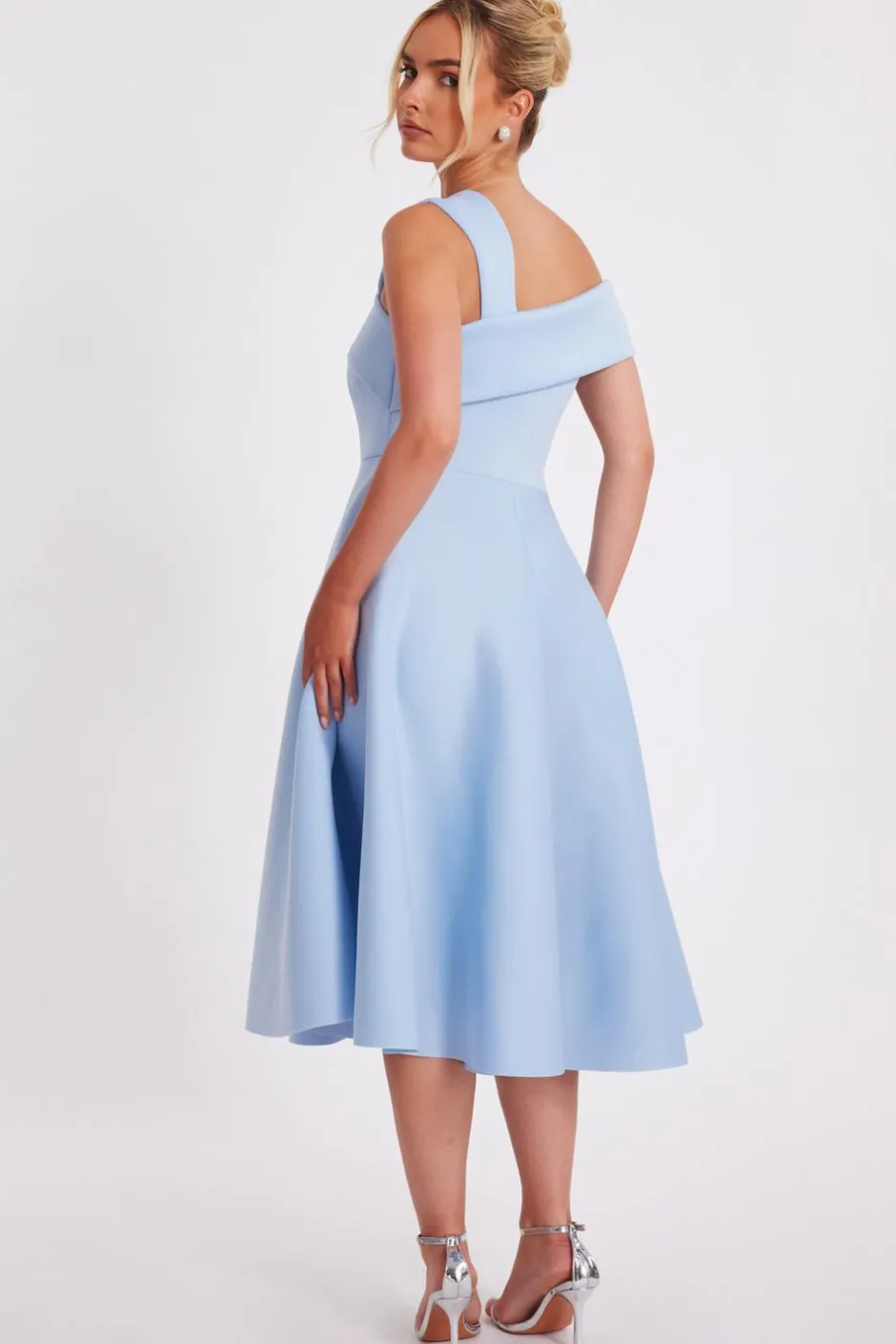 Quiz Asymmetric Midi Dress Blue Hot