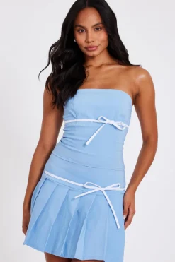 Quiz Blue Bandeau Tie Detail Top