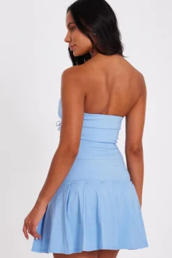 Quiz Blue Bandeau Tie Detail Top