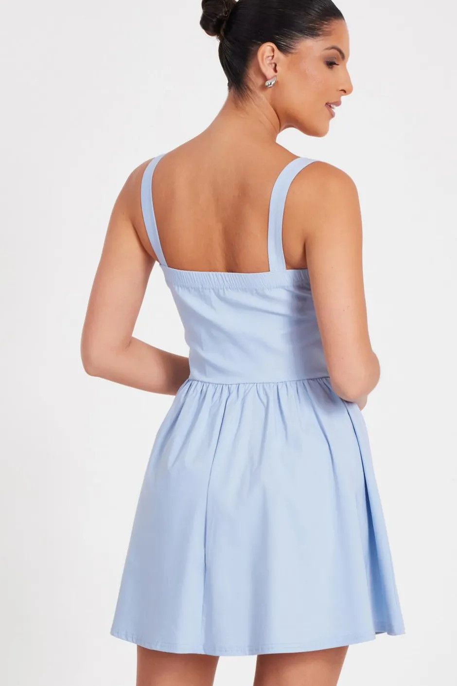 Quiz Bow Front Mini Dress Blue Hot