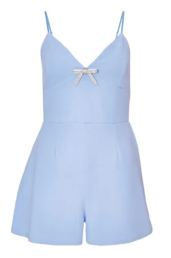 Quiz Bow Front Playsuit Blue Outlet