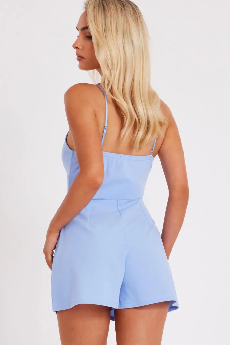 Quiz Bow Front Playsuit Blue Outlet