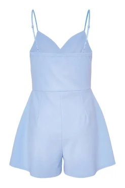 Quiz Bow Front Playsuit Blue Outlet