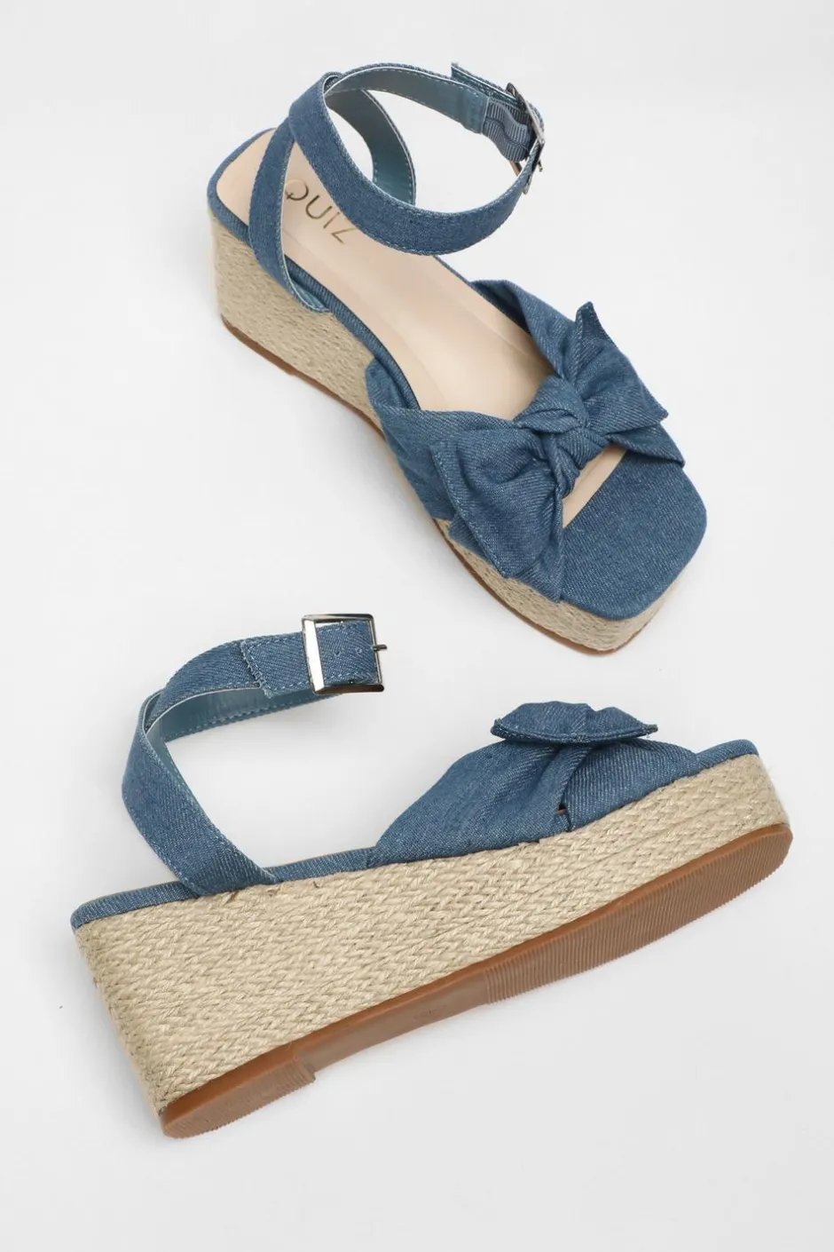 Quiz Blue Bow Front Wedges Discount
