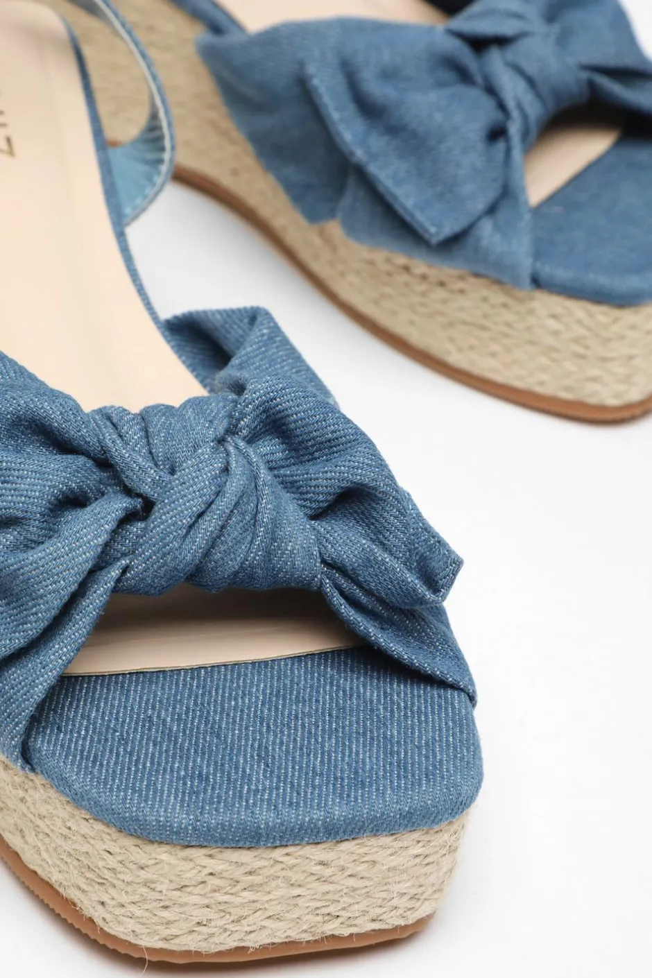 Quiz Blue Bow Front Wedges Discount