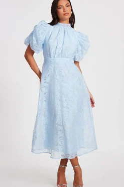 Quiz Blue Chiffon Diamante Midi Dress New