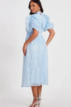 Quiz Blue Chiffon Diamante Midi Dress New