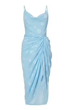 Quiz Blue Chiffon Floral Midi Dress Hot