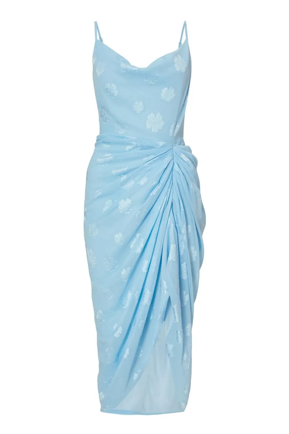 Quiz Blue Chiffon Floral Midi Dress Hot
