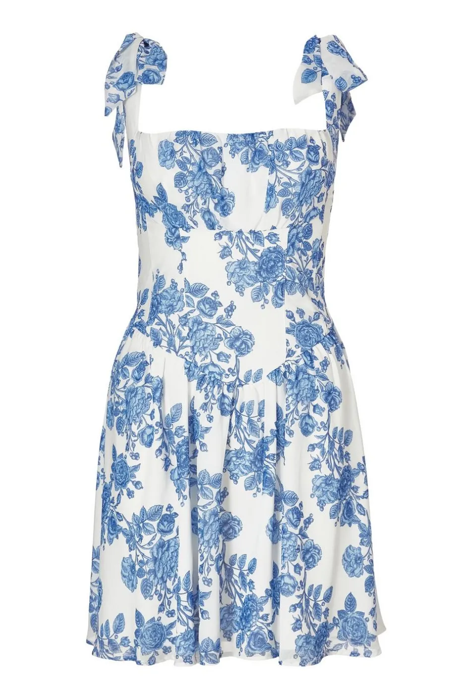 Quiz Blue Chiffon Floral Mini Dress Hot