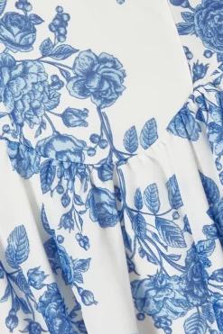 Quiz Blue Chiffon Floral Mini Dress Hot