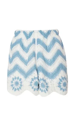 Quiz Crochet Scalloped Shorts Blue Best