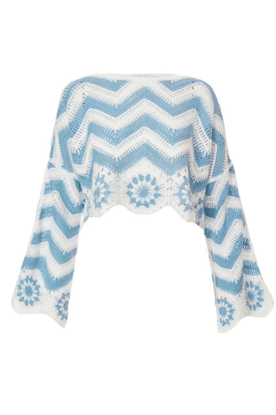 Quiz Crochet Scalloped Top Blue Sale