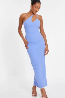 Quiz Blue Cut Out One Shoulder Midaxi Dress Discount