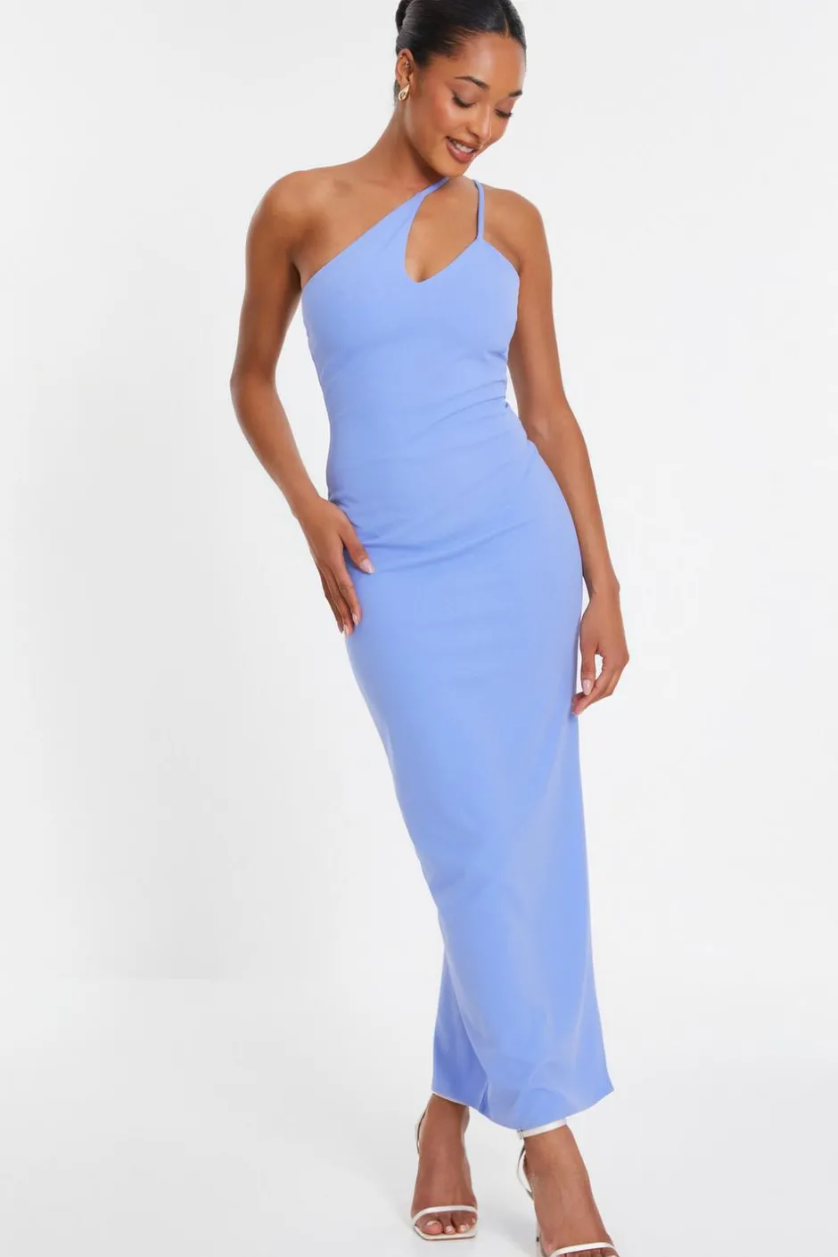 Quiz Blue Cut Out One Shoulder Midaxi Dress Discount