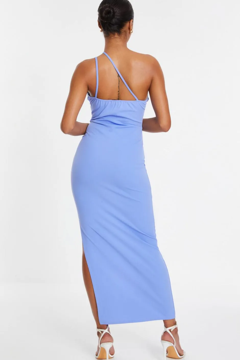 Quiz Blue Cut Out One Shoulder Midaxi Dress Discount