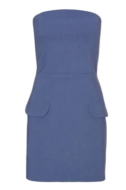 Quiz Blue Denim Bandeau Mini Dress Sale