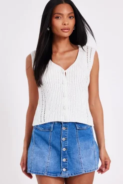 Quiz Denim Button Front Skort Blue Online