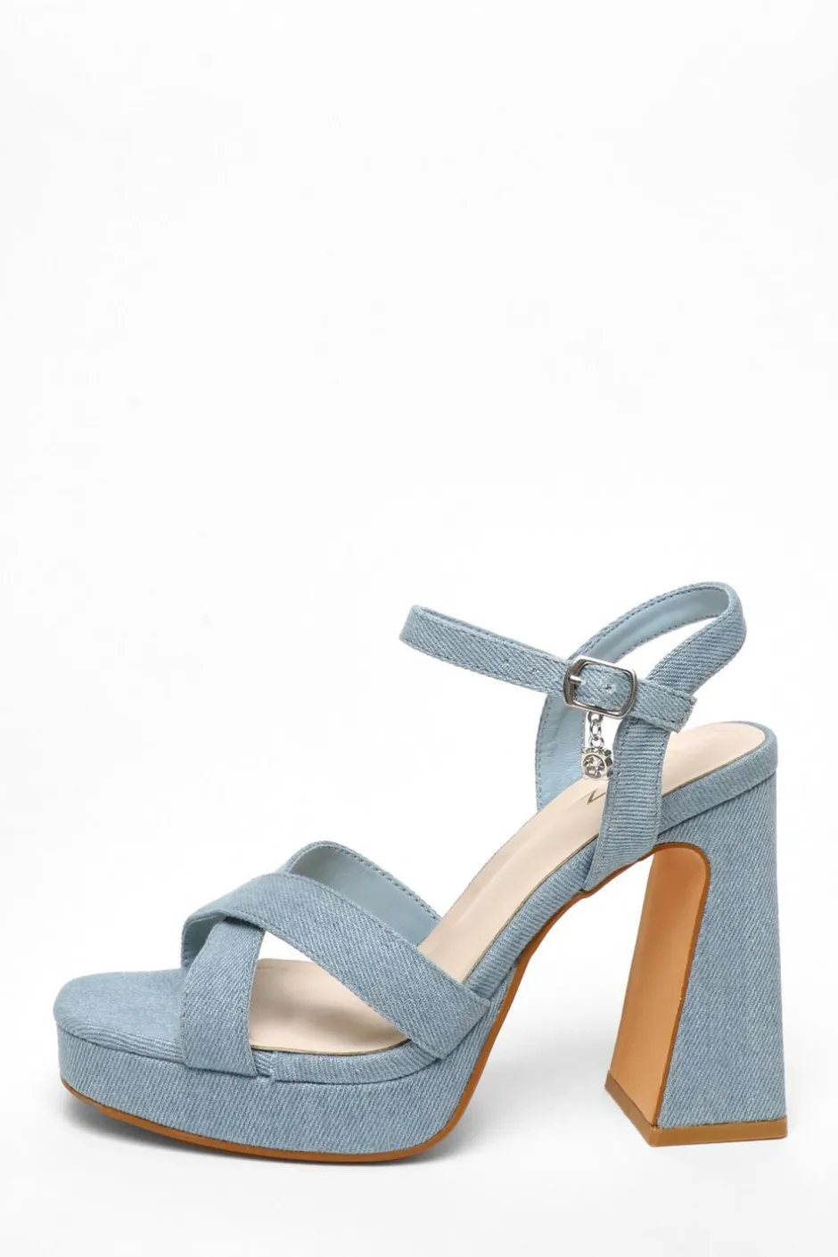 Quiz Blue Denim Cross Strap Platform Heeled Sandals Hot