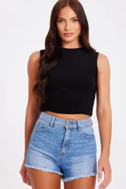 Quiz Blue Denim Embellished Shorts Best