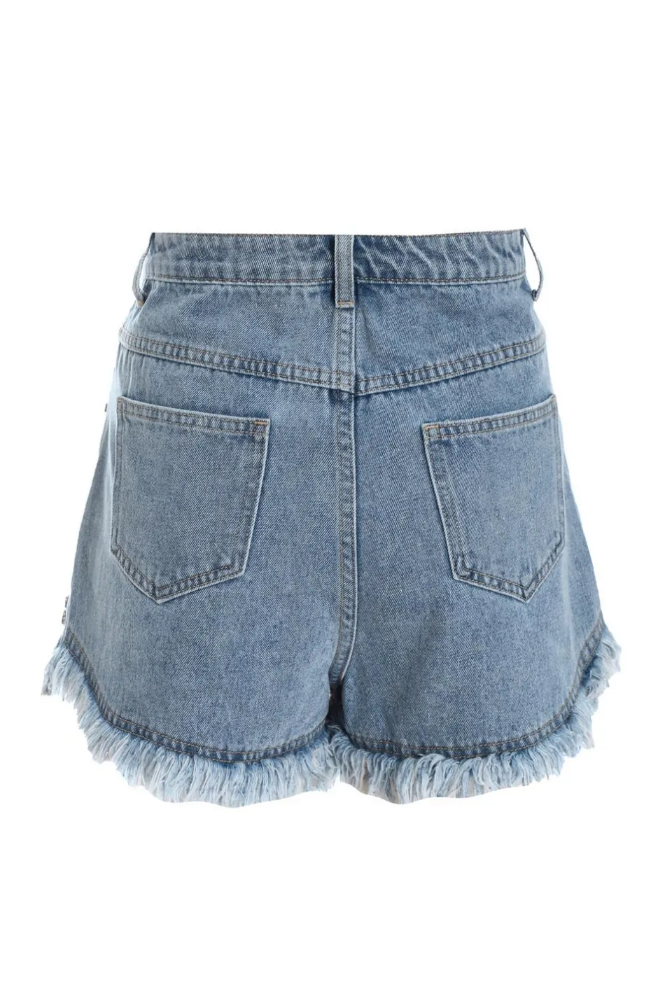 Quiz Blue Denim Embellished Shorts Sale