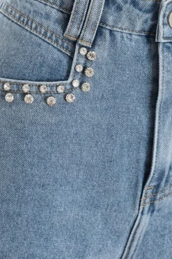 Quiz Blue Denim Embellished Shorts Sale
