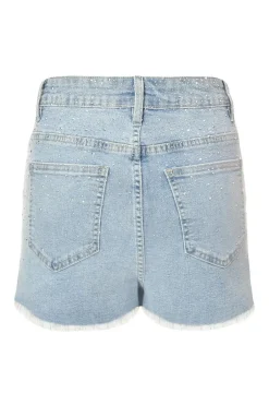 Quiz Blue Denim Embellished Shorts Hot