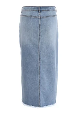 Quiz Blue Denim Extreme Rip Midi Skirt Online