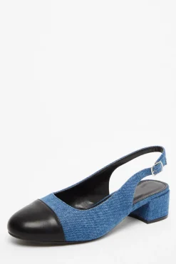 Quiz Blue Denim Faux Suede Sling Back Pumps Clearance