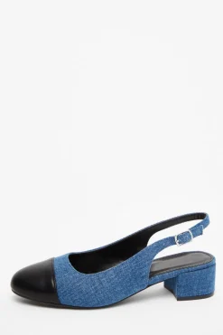 Quiz Blue Denim Faux Suede Sling Back Pumps Clearance