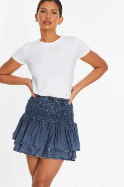 Quiz Blue Denim Frill Mini Skirt Online