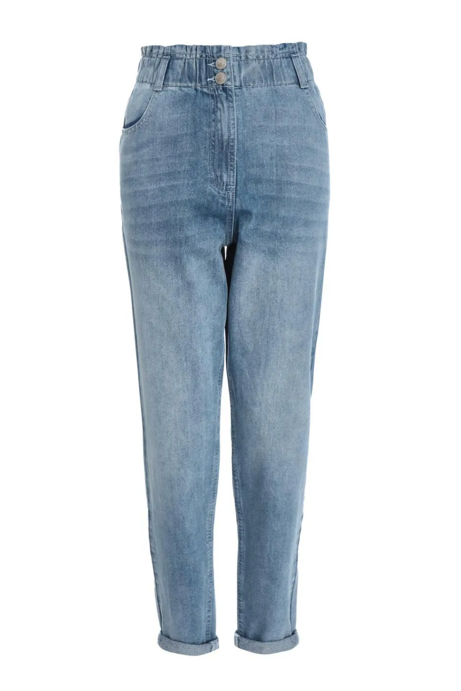 Quiz Blue Denim High Waisted Tapered Jeans