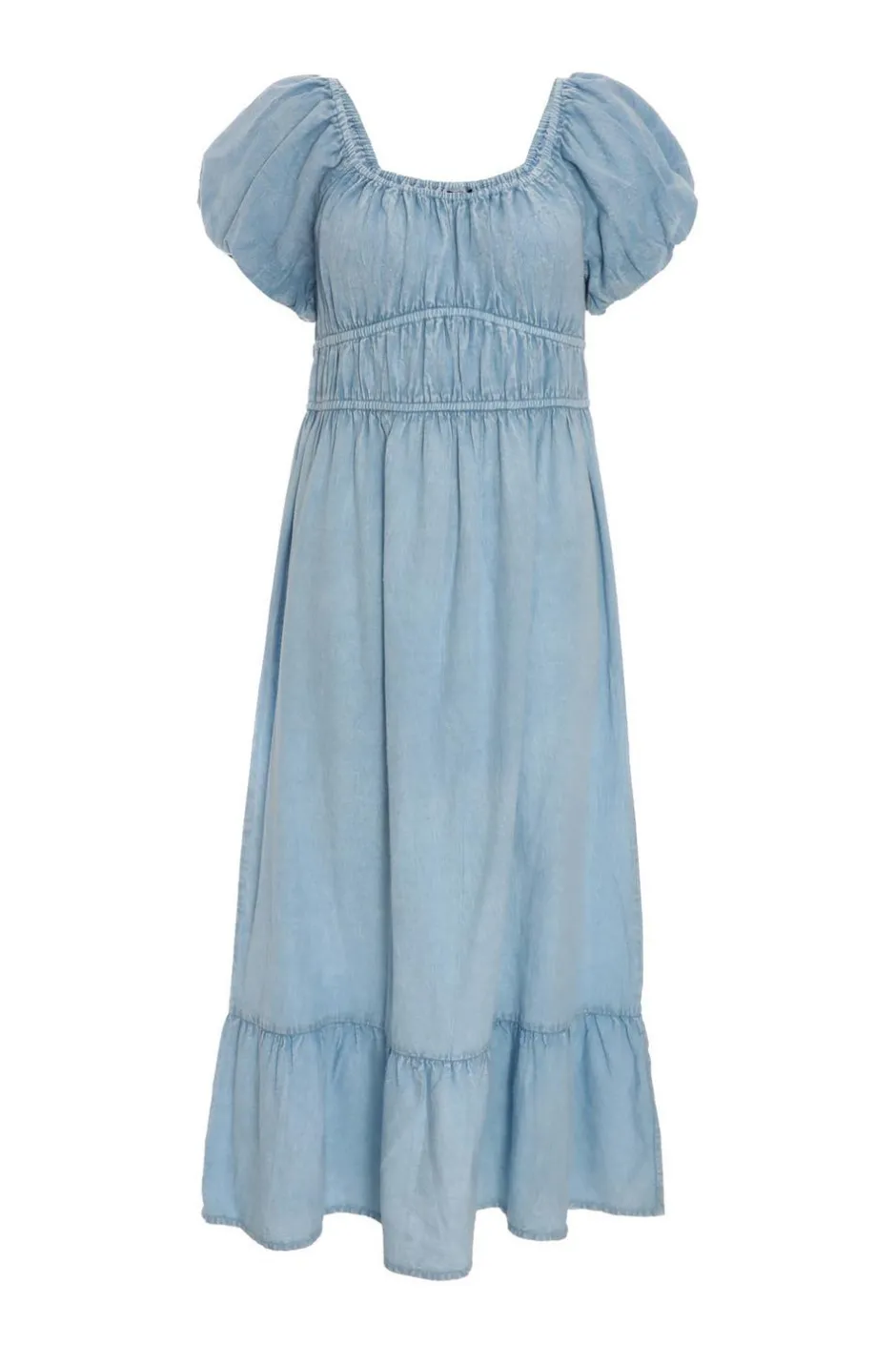 Quiz Blue Denim Puff Sleeve Midi Dress