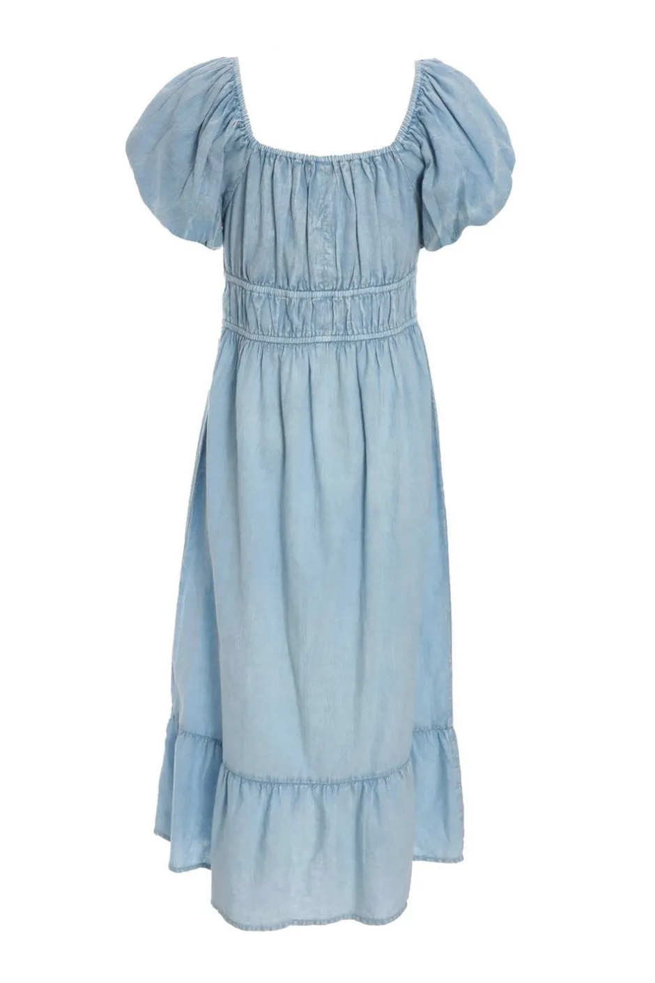 Quiz Blue Denim Puff Sleeve Midi Dress