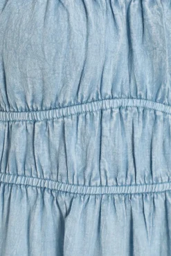 Quiz Blue Denim Puff Sleeve Midi Dress