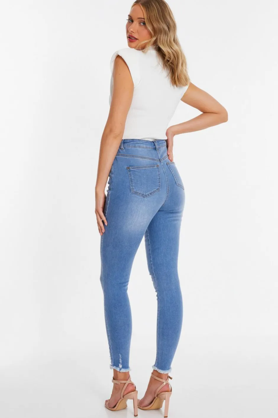 Quiz Blue Denim Ripped Jeans