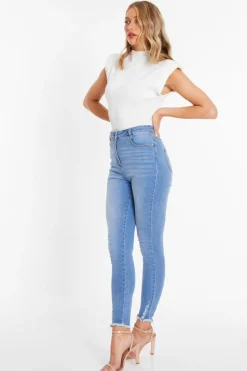 Quiz Blue Denim Ripped Jeans