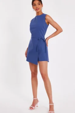 Quiz Blue Denim Wrap Playsuit New