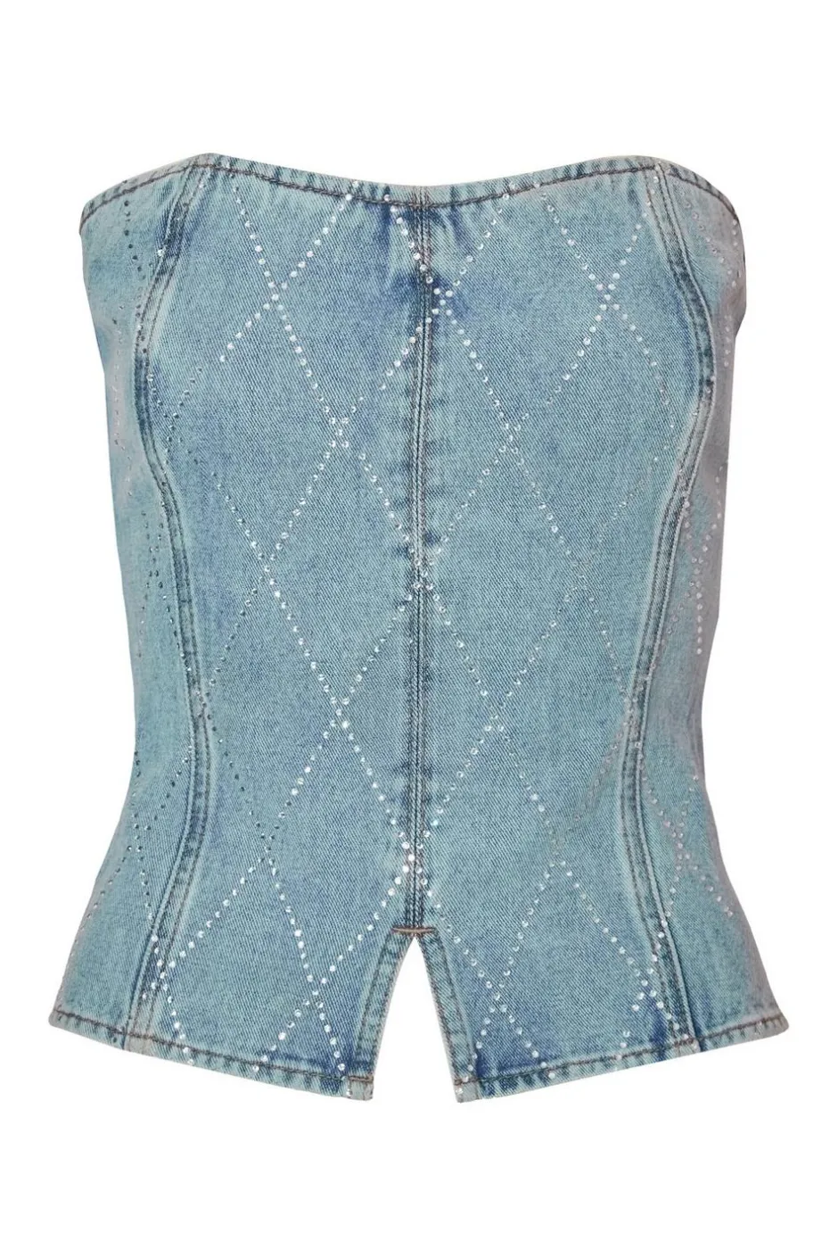 Quiz Blue Diamante Denim Corset Top Sale